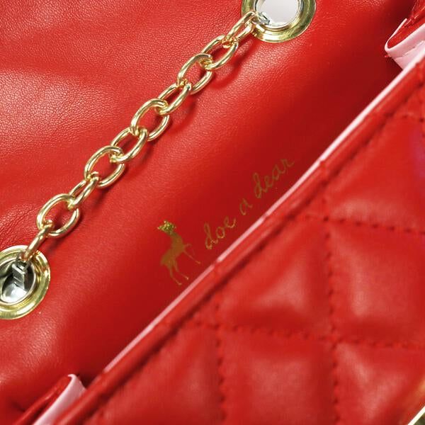 Pearl Handle Quilted Leather Purse w/ Charms - Red