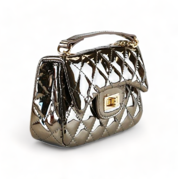 Metallic Crossbody Quilted Purse - Pewter - doe a dear