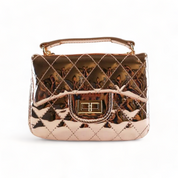 Metallic Crossbody Quilted Purse - Copper