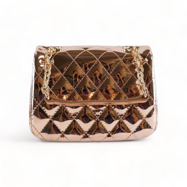 Metallic Crossbody Quilted Purse - Copper - doe a dear