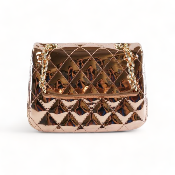 Metallic Crossbody Quilted Purse - Copper