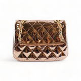 Metallic Crossbody Quilted Purse - Copper