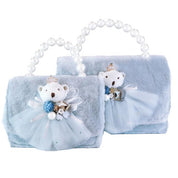 Princess Bear Furry Purse - Blue