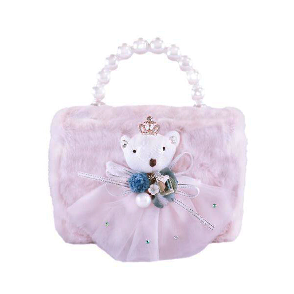 Princess Bear Furry Purse - Pink - doe a dear