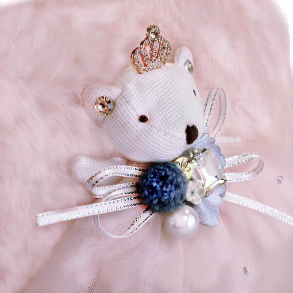Princess Bear Furry Purse - Pink - doe a dear