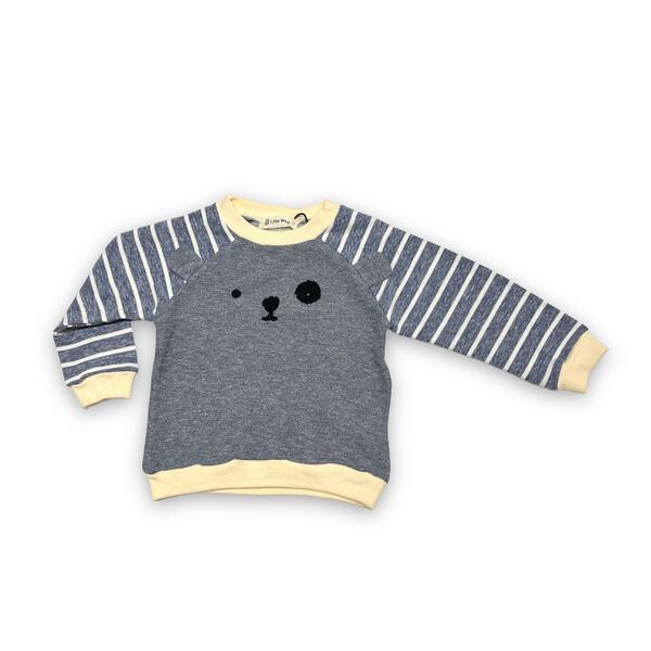 S Horizontal Sleeves and Bear Face Crew Neck