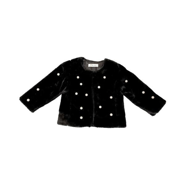 Pearl Stud Black Fur Coat - doe a dear