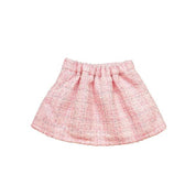 Pink Fur Trim Pleat Tweed Skirt - doe a dear