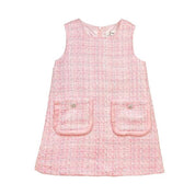 Pink Fur Trim Tweed Dress