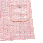 Pink Fur Trim Tweed Dress