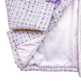 Purple Bowtie Pearl Trim Tweed Jacket