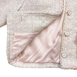 Pink Floral Lace Trim Tweed Jacket