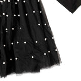Pearl Detail Black Mesh Dress