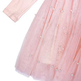 Pearl Detail Pink Mesh Dress