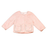 Embellished Trim Fur Jacket