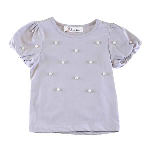 Pearl Embellished Puff Slv. Tee - doe a dear