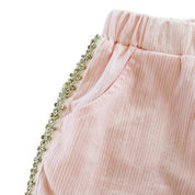 Pink Embellish Trim Wide Pants - doe a dear