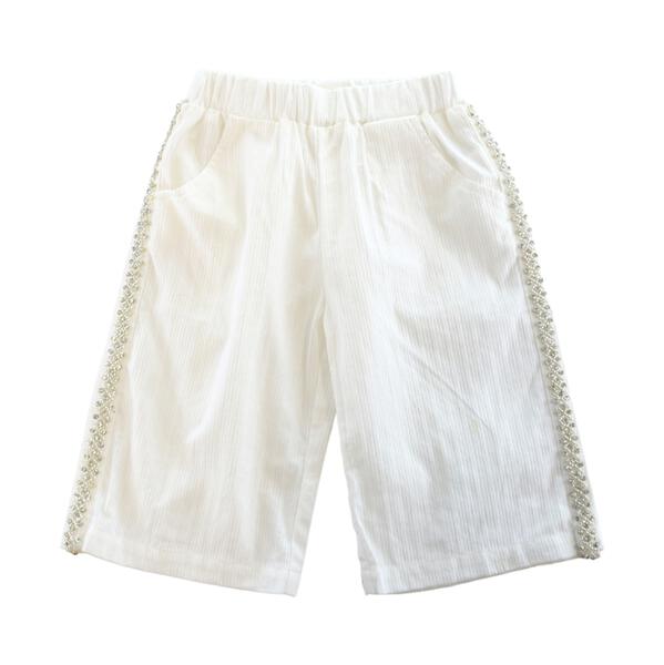 White Embellish Trim Wide Pants - doe a dear