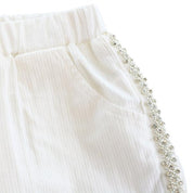 White Embellish Trim Wide Pants - doe a dear