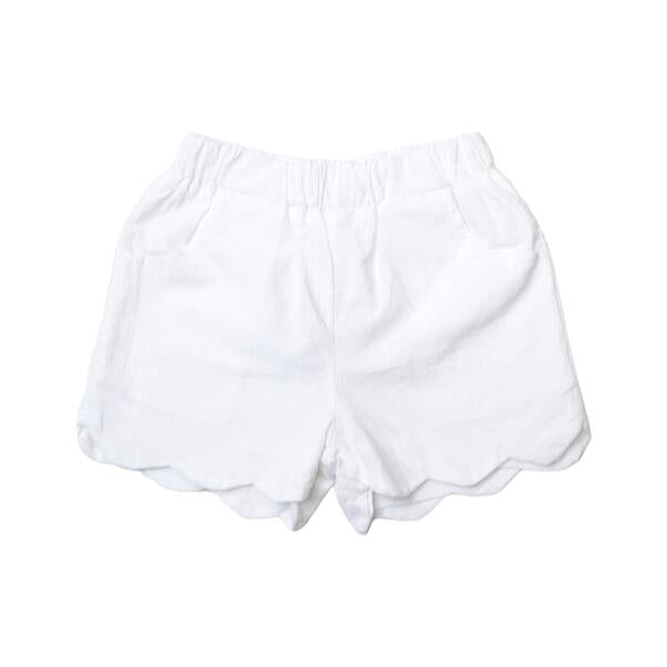 White Scalloped Hem Shorts - doe a dear