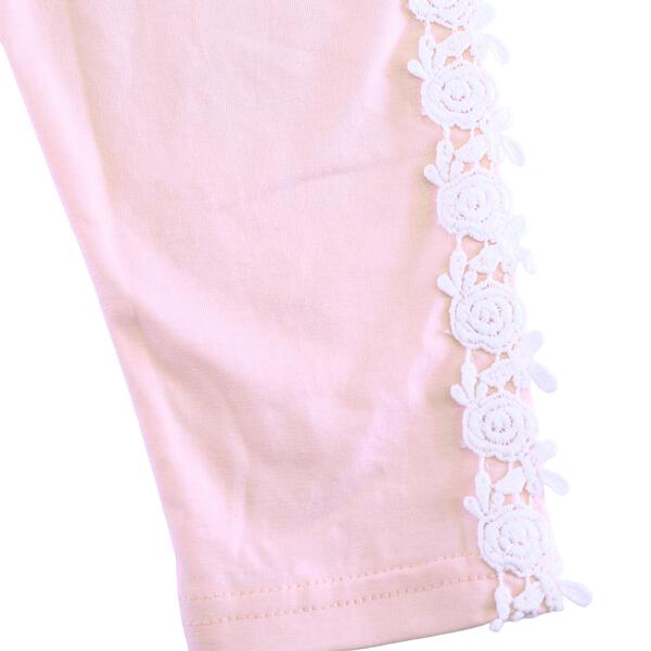 Pink Rose Trim Leggings - doe a dear