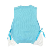 Sweater Vest with Front Pearl & Side Lace