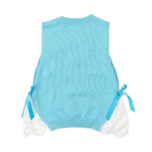 Sweater Vest with Front Pearl & Side Lace