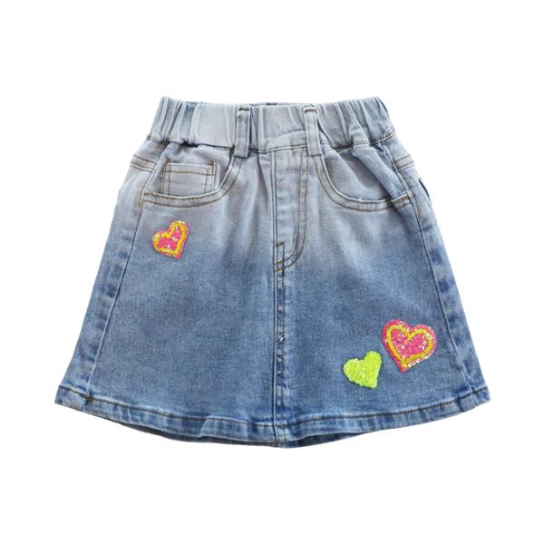 Sequin Hearts Denim Skirt - doe a dear