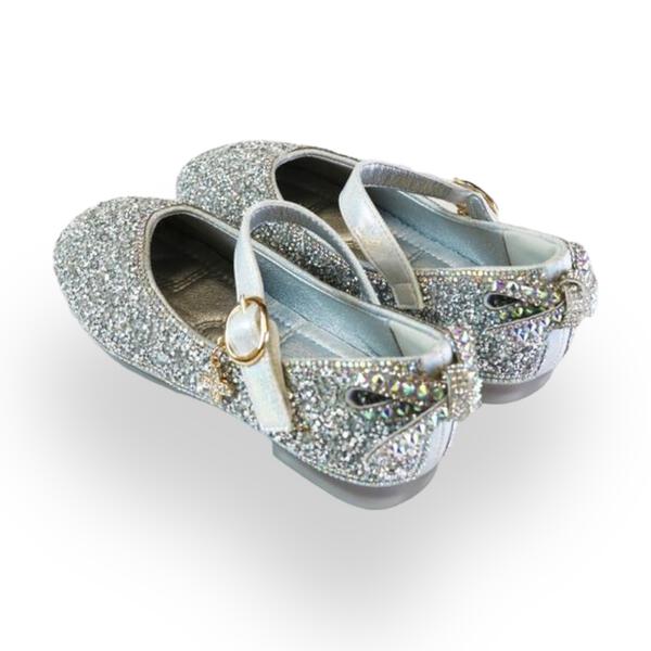 Bow Back Flat Shoes - Silver - doe a dear