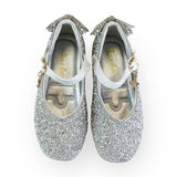 Bow Back Flat Shoes - Silver