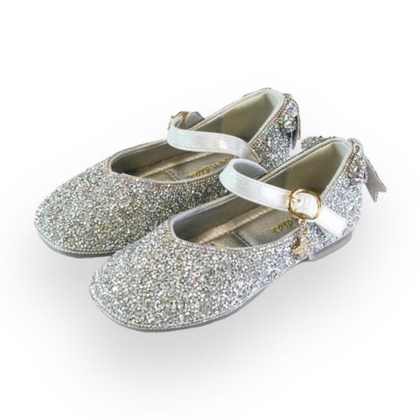 Bow Back Flat Shoes - Silver - doe a dear