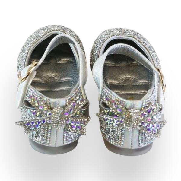 Bow Back Flat Shoes - Silver - doe a dear