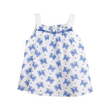 Blue Back Slit Floral Vest