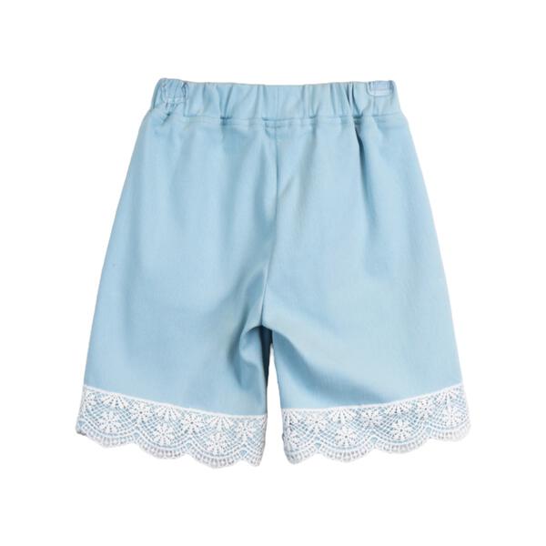 Blue Lace Trim Wide Twill Pants - doe a dear