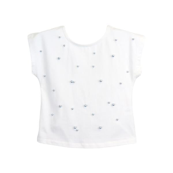 Blue Pearl Embellished Tee w/ Lace Back - doe a dear