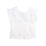 Pearl Embellished Tee w/ Lace Back