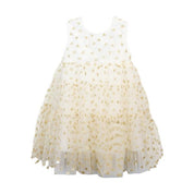 Gold Glitter Heart Mesh Layer White Dress - doe a dear