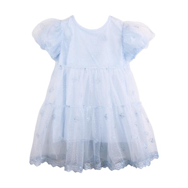 Blue Heart Candy Embroidery Mesh Dress