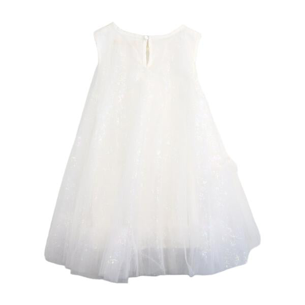 White Iridescent Print Sheer Dress