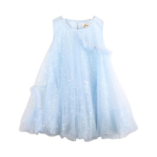 Blue Iridescent Print Sheer Dress