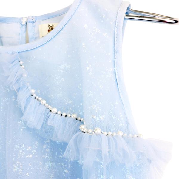 Blue Iridescent Print Sheer Dress