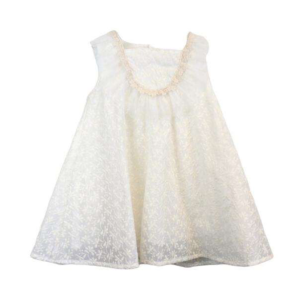 White Floral Embroidery Bib Dress - doe a dear