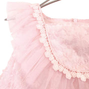Pink Floral Embroidery Bib Dress