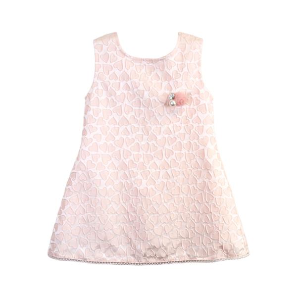 Pink Heart Brocade Dress w/ Brooch