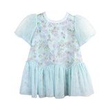 Blue Fruit Pattern Mesh Layer Dress