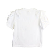 White Lace Trim Puff Sleeve Tee