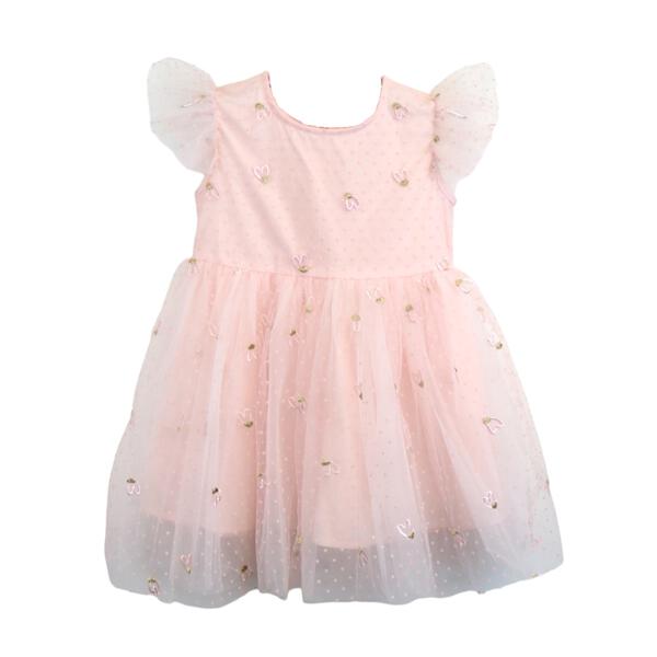 Pink Hearts Embroidery Dress