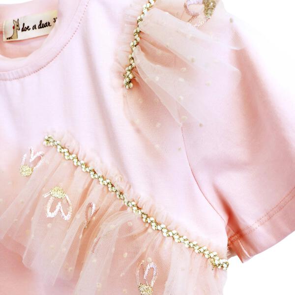 Pink Hearts Mesh Trim Tee