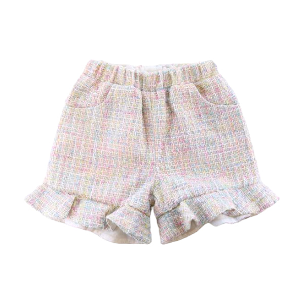 Ruffle Hem Tweed Shorts - Multi