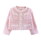 Pink Sequin Trim Tweed Jacket